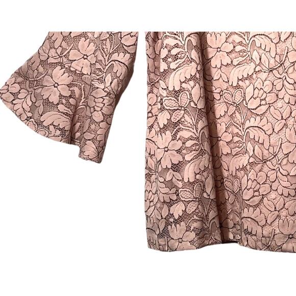 Elle Shirt Womens Size XXL Blush Pink Pullover Floral Lace Lined Stretch V-Neck - Picture 6 of 9